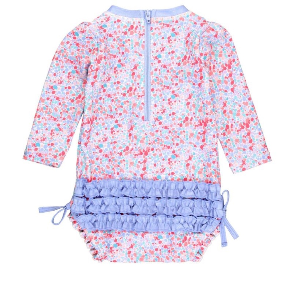 RuffleButts Baby/Toddler Girls UPF50+ Long Sleeve One Piece Rash Guard